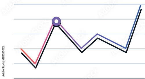 Colorful line graph is depicting various data trends, including growth, decline, peak performance, and fluctuation, providing valuable insights into business performance