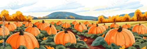 Vibrant Autumn Pumpkin Patch: A picturesque harvest scene photo