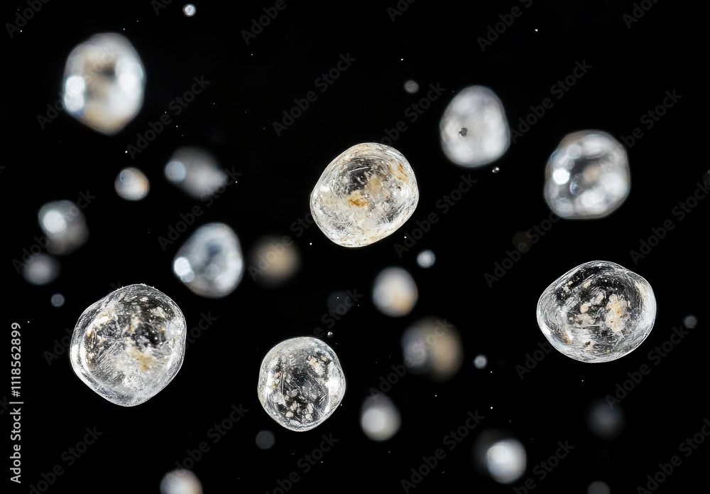 Naklejka premium 透明な粒子が宇宙空間で浮かんでいる様子を捉えた幻想的な現象