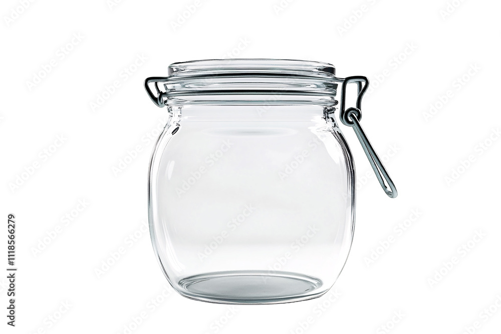 a clear glass jar with a metal handle a clear glass jar with a metal handle