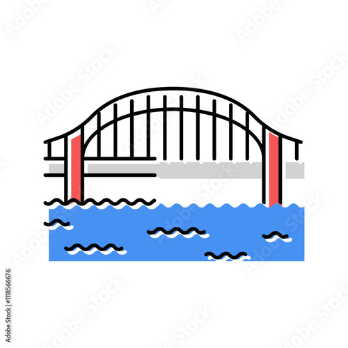 tied arch bridge color icon vector. tied arch bridge sign. isolated symbol illustration