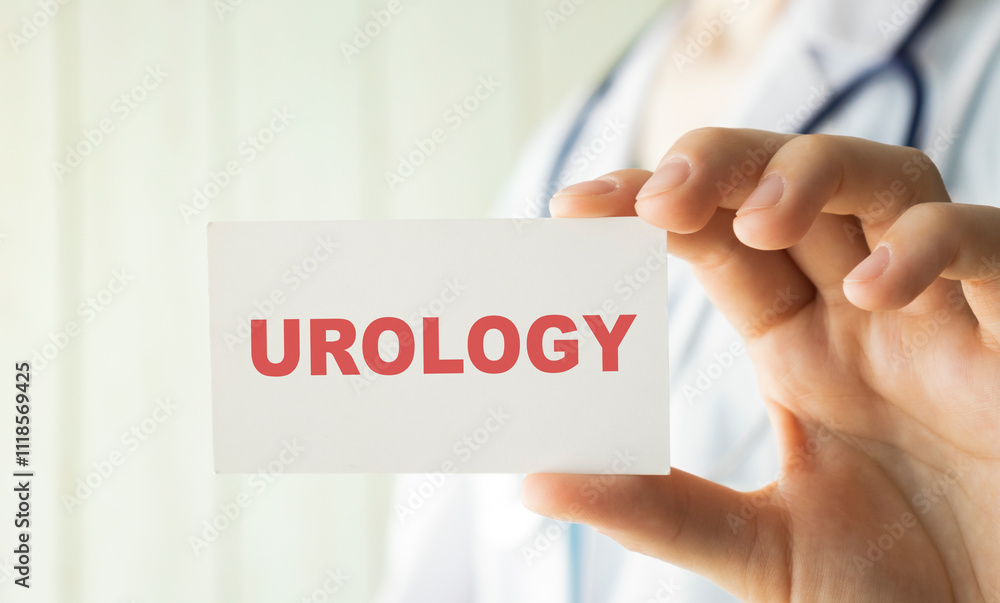 Doctor holding a card with text UROLOGY medical concept Doctor holding a card with text UROLOGY medical concept