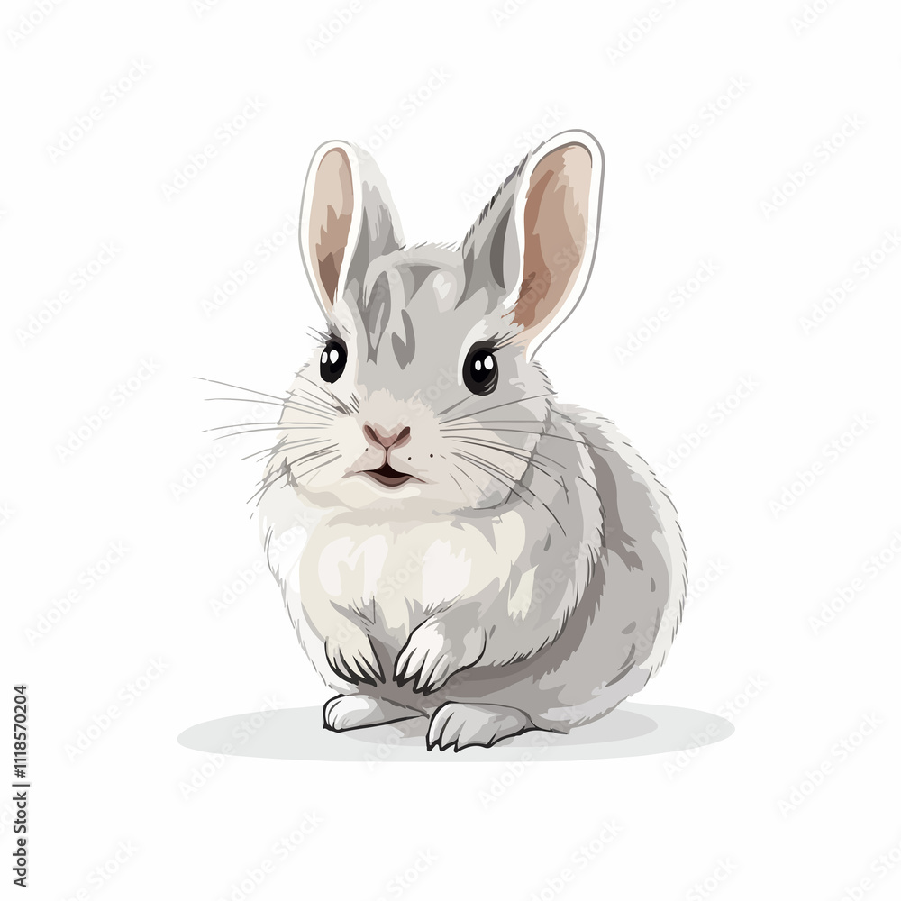 Fototapeta premium Chinchilla Cute Small Rodent Animal Vector Illustration
