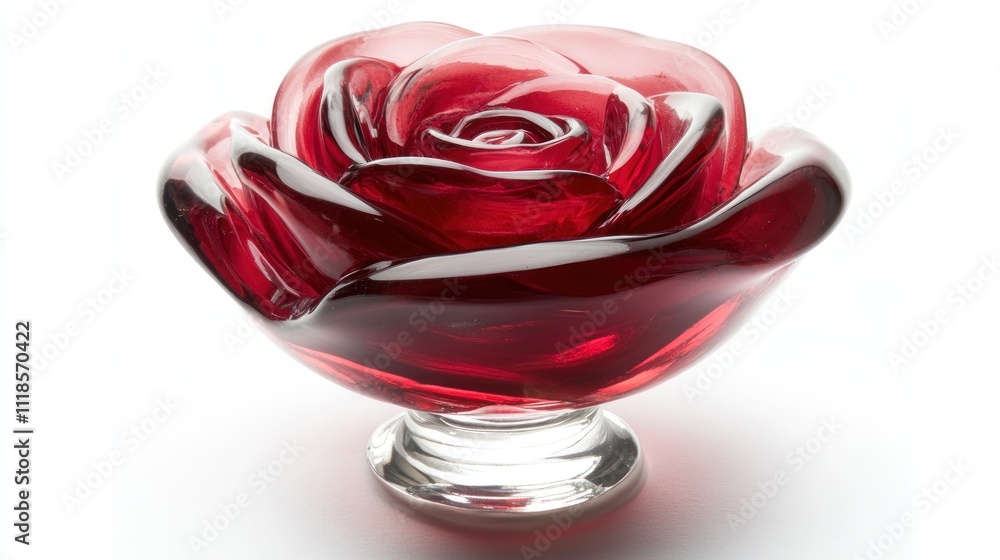 Red glass rose paperweight on clear base. Red glass rose paperweight on clear base.