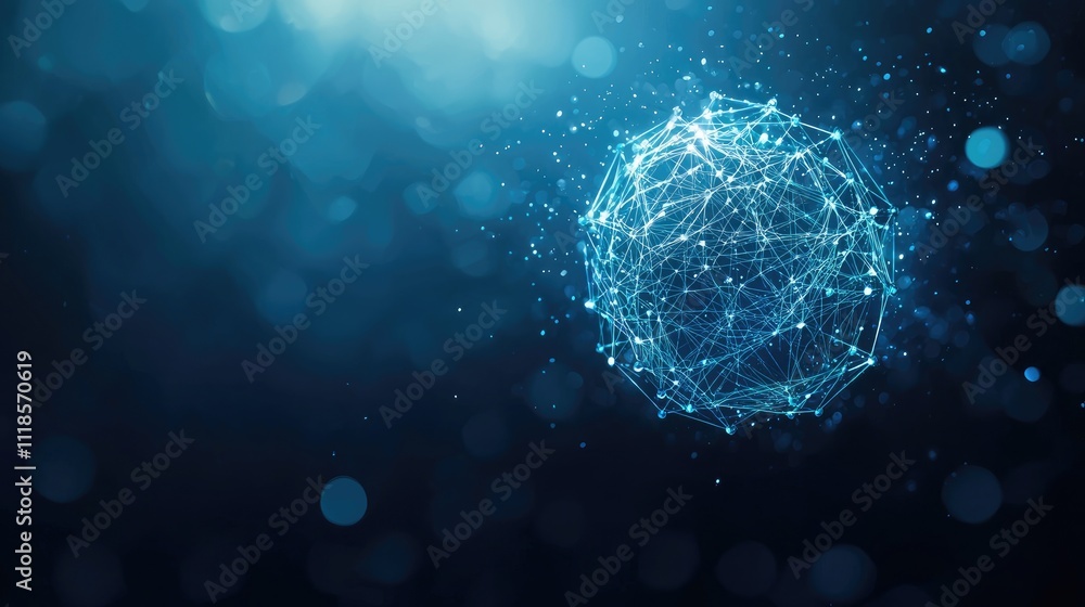 Abstract Network Visual with Glowing Connections and Blue Background Abstract Network Visual with Glowing Connections and Blue Background