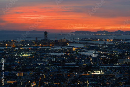 A Sunset Over the Osaka Bay.