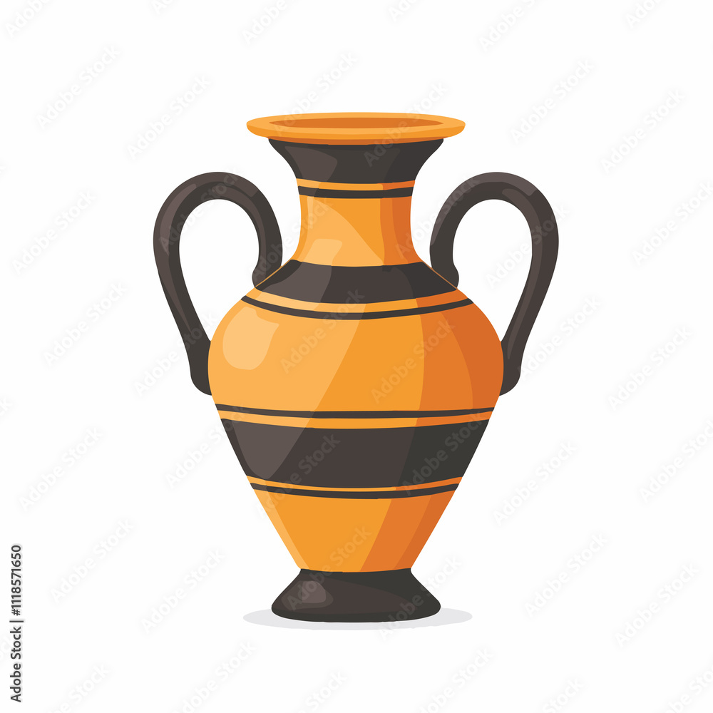 Flat Vector Icon of Ancient Amphora with Two Handles Flat Vector Icon of Ancient Amphora with Two Handles