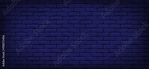 Horizontal dark blue brick wall for smartphone background