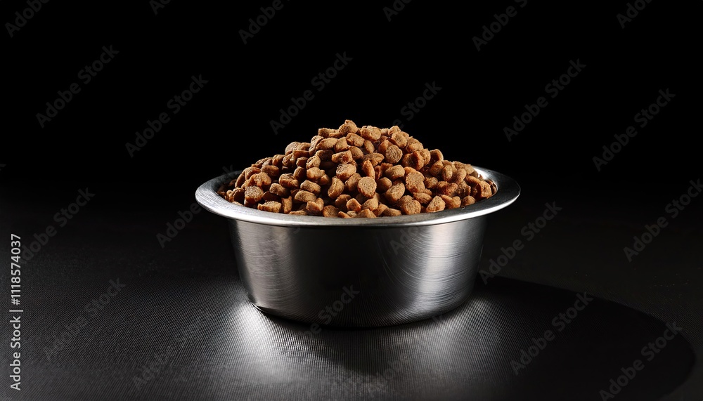 Cat food bowl on a black background Cat food bowl on a black background