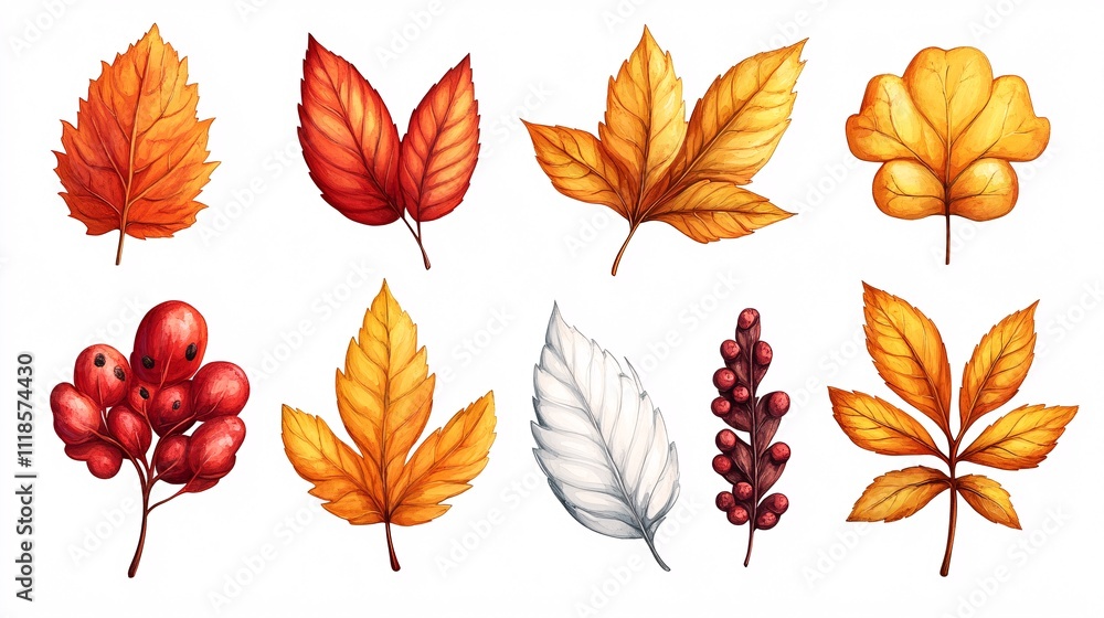 Fototapeta premium Autumn Vector thumbnail vector graphics of autumn elements