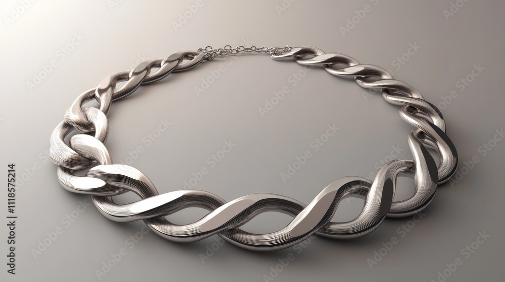 Fototapeta premium Elegant Silver Chain Necklace with Unique Twisted Design