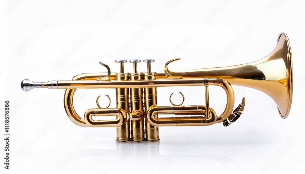 Obraz premium golden trumpet isolated on white background