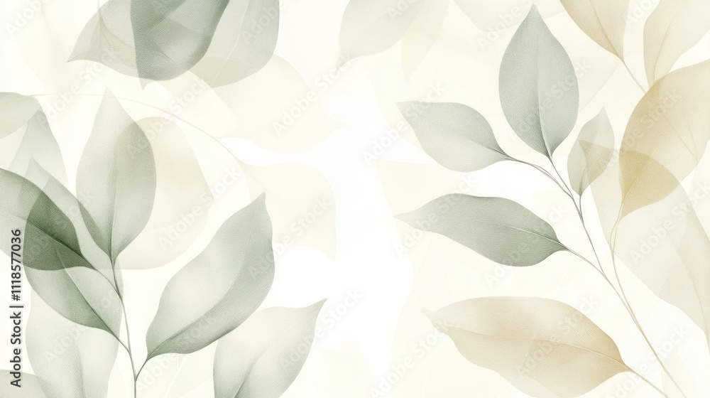 Abstract Botanical Illustration with Delicate Leaves Abstract Botanical Illustration with Delicate Leaves