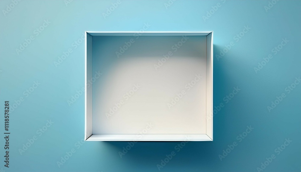 simple white box on a pastel blue background simple white box on a pastel blue background