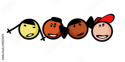 Multiethnische abstrakte Kinder Gesichter , Internationale Jungen und Mädchen , kids international Symbol