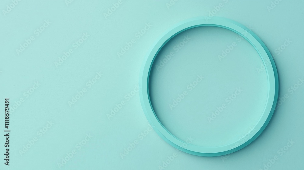 A minimalist image featuring a circular turquoise object against a soft teal background. A minimalist image featuring a circular turquoise object against a soft teal background.