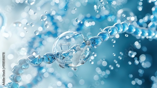Wallpaper Mural 3D rendered liquid bubble containing a molecule, in a cosmetic essence, with a DNA water splash background. Captivating and vibrant Torontodigital.ca