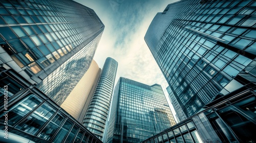 Wallpaper Mural A dramatic view of modern skyscrapers reaching towards the sky. Torontodigital.ca