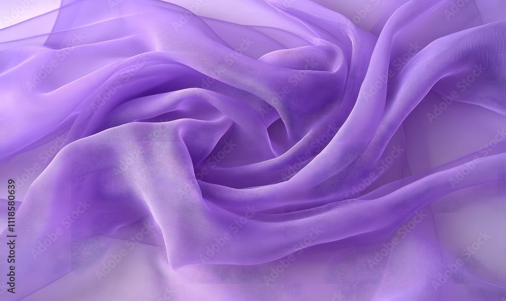 Fototapeta premium Draped lilac sheer fabric with soft folds and wrinkles.