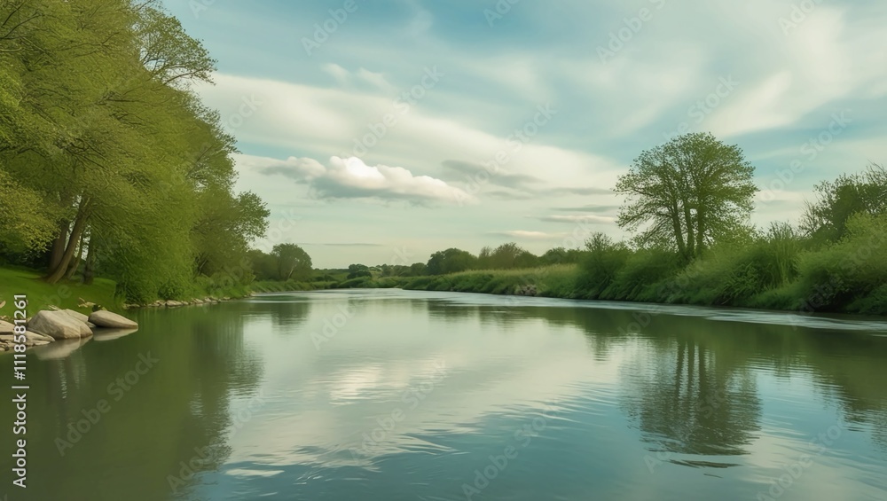 A tranquil and serene river with serene waters A tranquil and serene river with serene waters