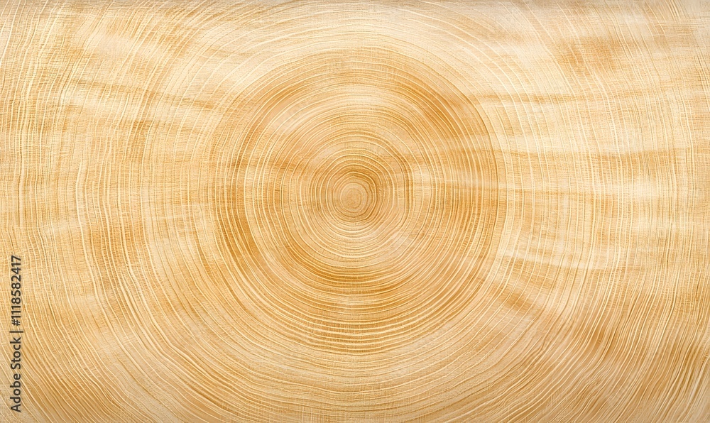 Close-up of concentric wood grain circles, light beige tones. Close-up of concentric wood grain circles, light beige tones.