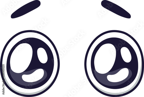 Two large cartoon eyes looking worried, with raised eyebrows and pupils shaped to express concern, creating a funny and expressive facial feature