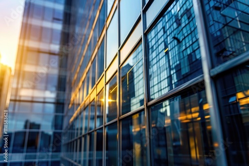 Urban Reflections: Abstract Close-Up of Glass Facades in a Modern Cityscape