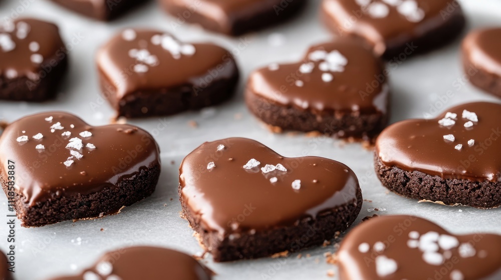 Heart-Shaped Brownie Bites with Chocolate Glaze and Sea Salt Heart-Shaped Brownie Bites with Chocolate Glaze and Sea Salt