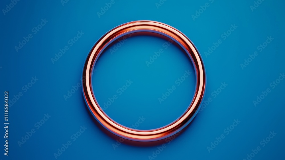 A polished ring sits centered against a blue background, showcasing its smooth surface and reflective quality. A polished ring sits centered against a blue background, showcasing its smooth surface and reflective quality.