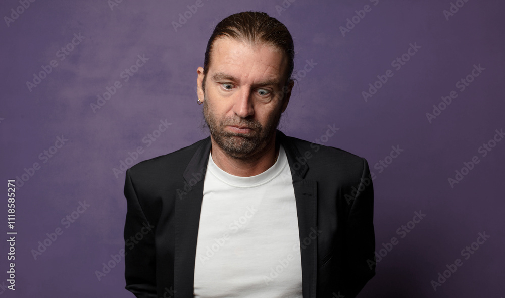 Fototapeta premium feeling stressed, unhappy and frustrated, touching forehead and suffering migraine of severe headache