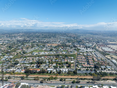 Obraz na płótnie Aerial view of Del Mar Town, California coastal town next the Pacific ocean. San Diego County, California, USA w salonie