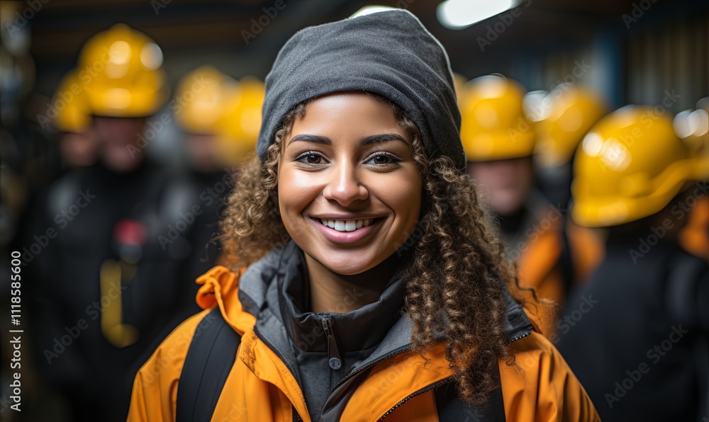 Woman in Yellow Jacket and Black Hat Woman in Yellow Jacket and Black Hat