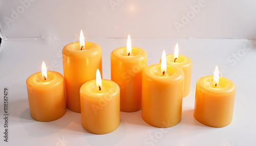 Yellow Candles Lit for Warm Ambiance