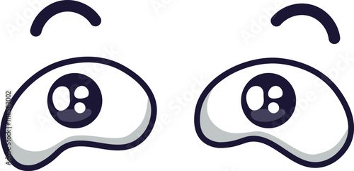 Cartoon eyes expressing boredom with raised eyebrows and upward gazing pupils, conveying apathy and lack of engagement, perfect for creative projects