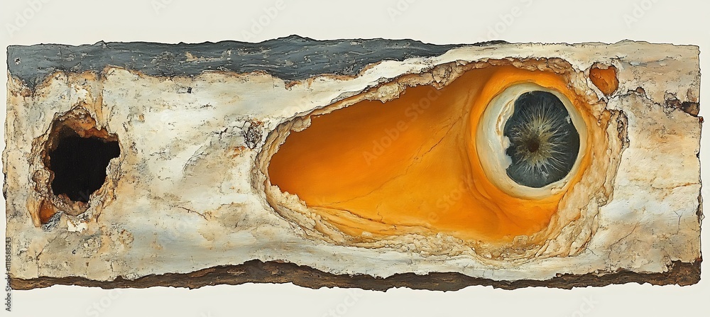 Fototapeta premium Textured crosssection of gallbladder wall layers showcasing capacity for bile storage