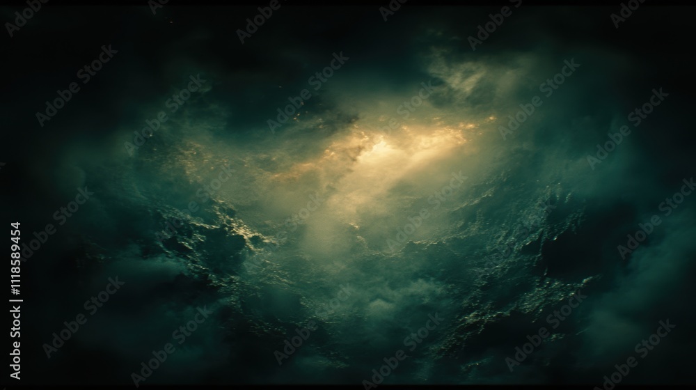 Fototapeta premium Dark clouds with light piercing through.