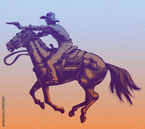 cowboy in a hat on a bucking bull