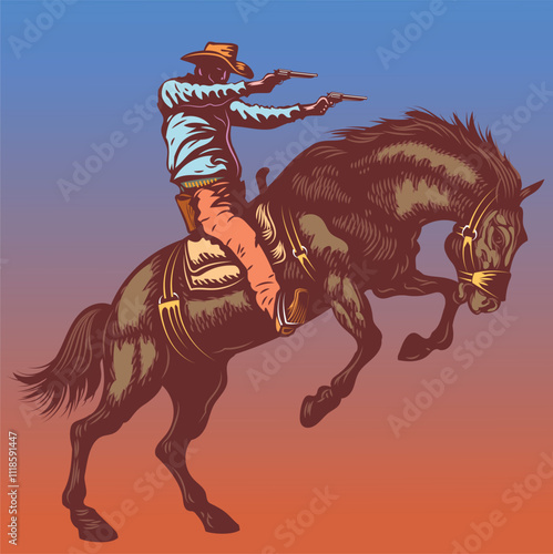 cowboy in a hat on a bucking bull