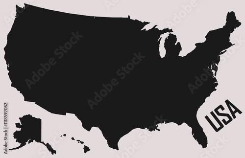 United States of American Map. USA Map. USA borders. USA silhouette. USA Map. Poster map of United States of America. Infographic design, USA with states, poster or geographic, political theme. Print  photo