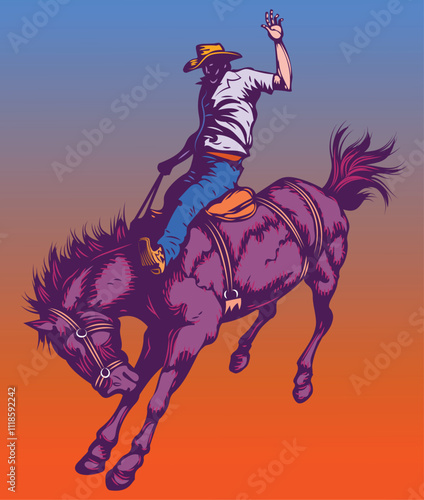cowboy in a hat on a bucking bull