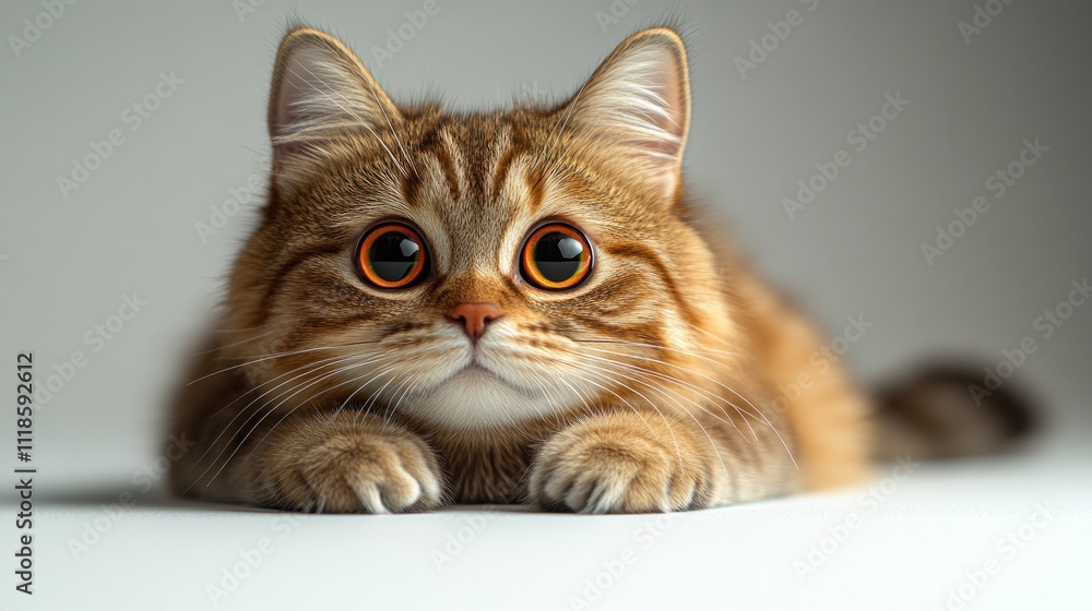 A playful cat lounges on a smooth surface, its curious eyes capturing attention A playful cat lounges on a smooth surface, its curious eyes capturing attention