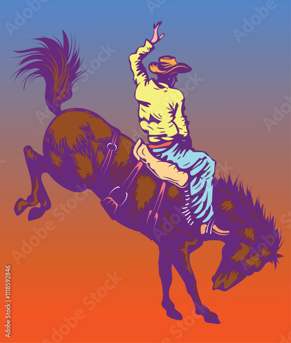 cowboy in a hat on a bucking bull