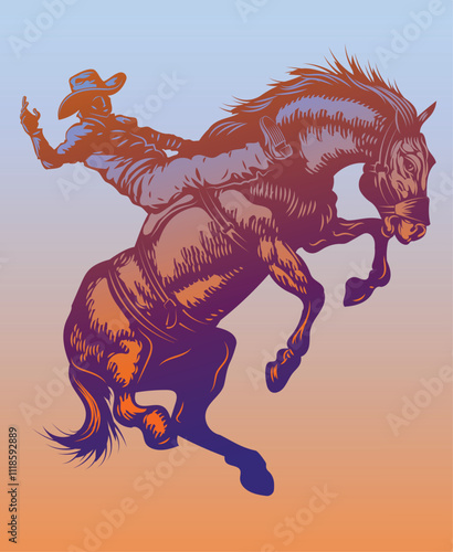 cowboy in a hat on a bucking bull