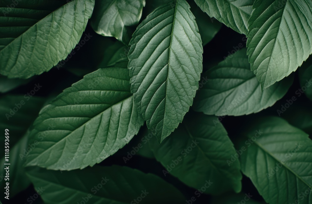 濃い緑色の葉が重なり合う自然の美しさが際立つ