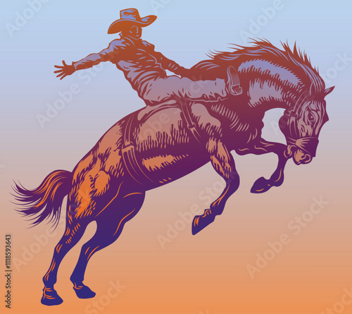 cowboy in a hat on a bucking bull