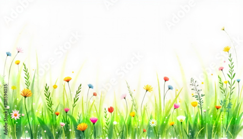 Watercolor wildflowers in bright colors for romantic nature-inspired designs
