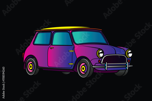 Racing retro car. Original vector illustration in vintage style.