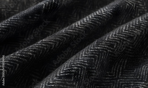 Wallpaper Mural Close-up of dark gray fabric with subtle herringbone pattern, showing texture and drape. Torontodigital.ca