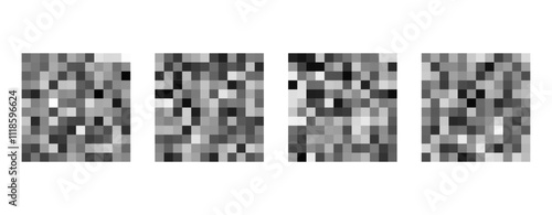 Set of abstract pixel censored signs. Censorship rectangle. Appropriate for digital design projects