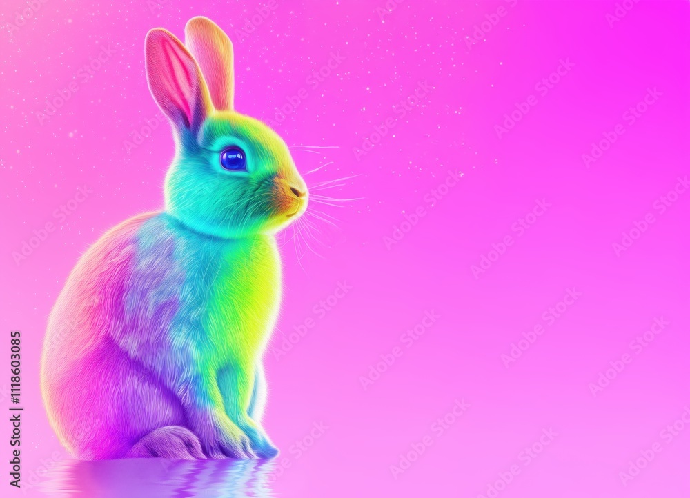 Obraz premium Easter Bunny and Eggs with Copy Space